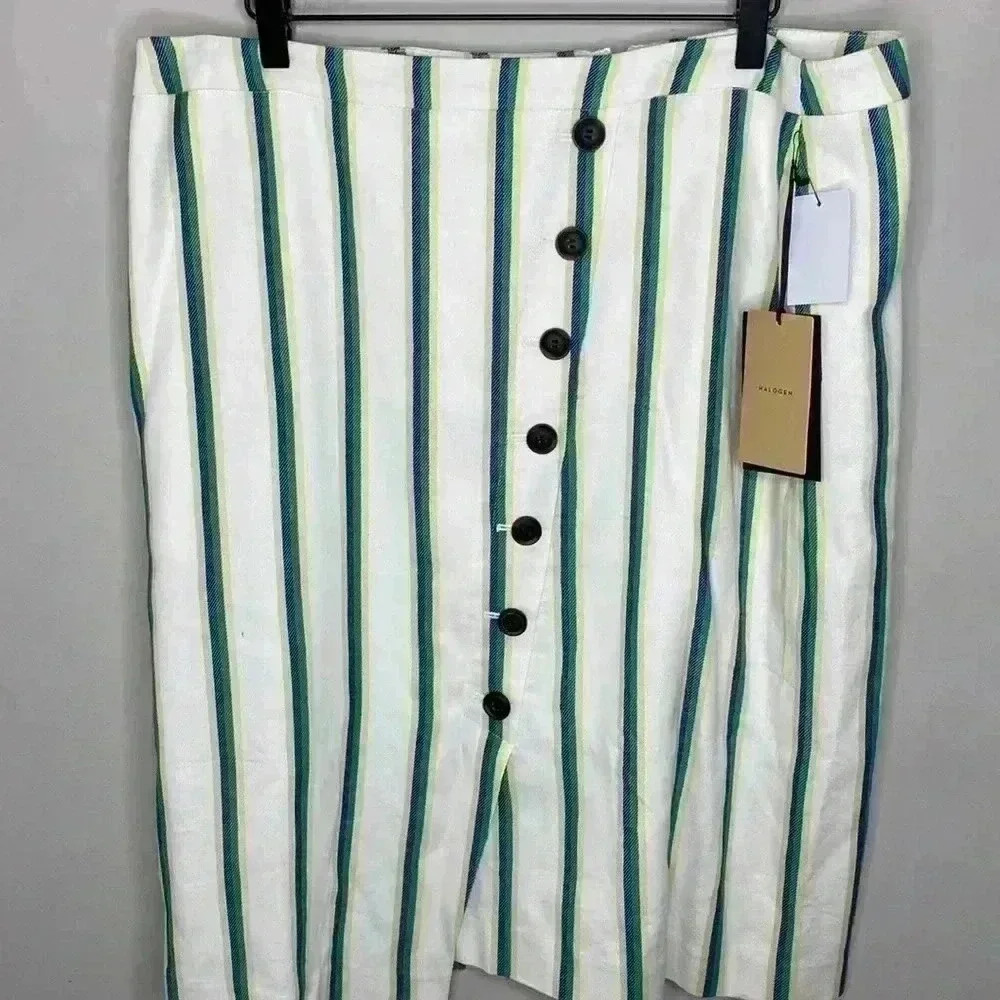 Halogen Stripe Wrap Pencil Skirt NWT New Womens Size 16 Petite 16P
